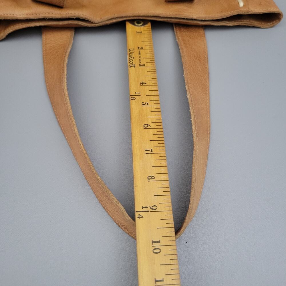 Bed Stu Stevie Tote Shoulder Bag Full Grain Leather Brown Whipstitch Dual Straps - Picture 12 of 13